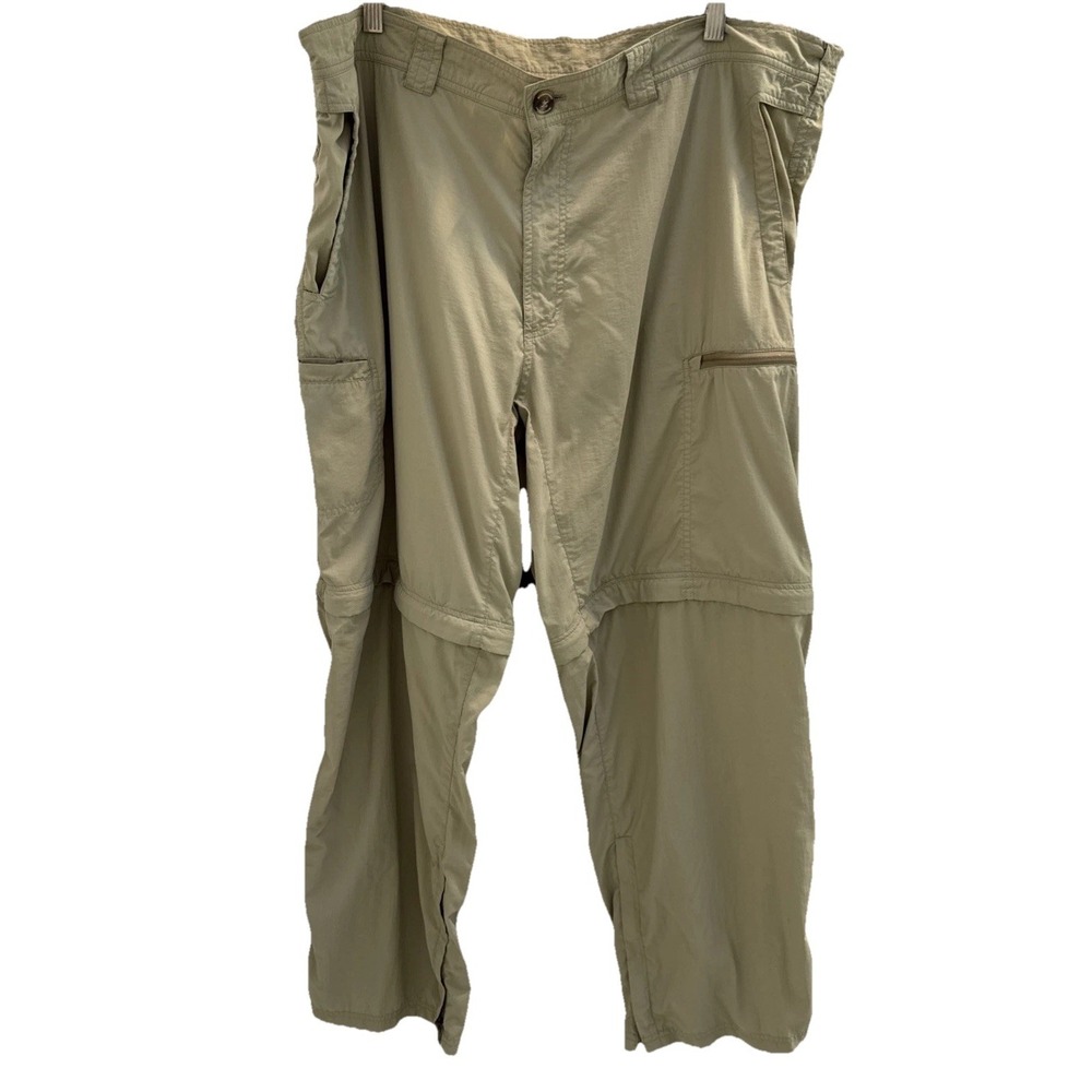 ExOfficio Pants Mens 42x30 Khaki Nylon Hiking Travel Convertible Insect Shield